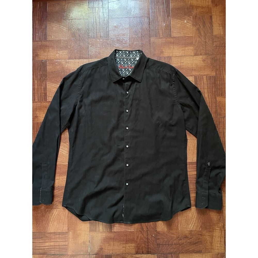 Robert Grahams All Black Classic Long Sleeve Shirt Men's Size XL